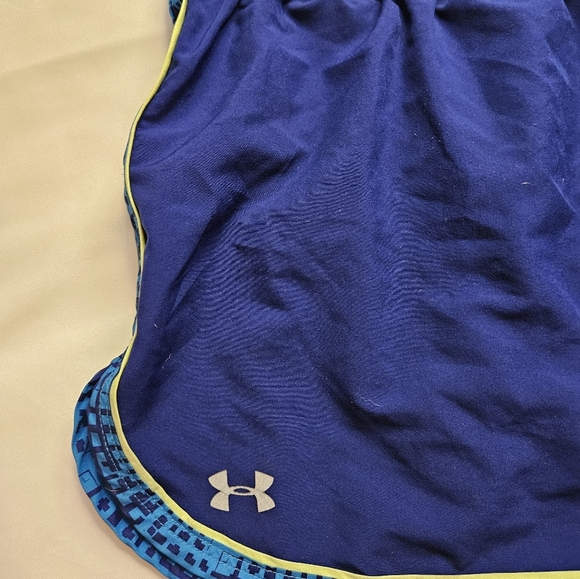 Under Armour Womens Blue With Yellow Trim Athletic Shorts Size Small - Picture 2 of 7